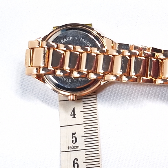 TCK Rose Gold Tone Rhinestone Quartz Wrist Watch, New Battery - Picture 8 of 8